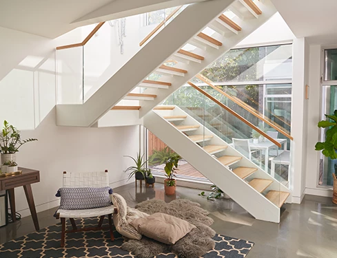 Staircase with soft decor